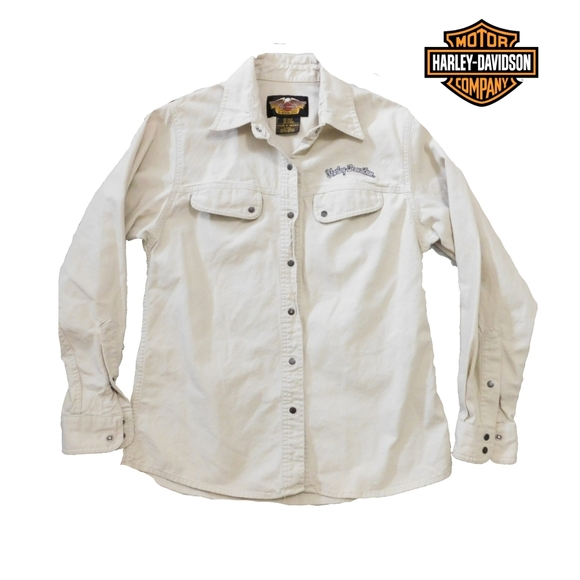 Harley-Davidson Tops - HARLEY DAVIDSON WMNS M COTTON SNAP CLOSURE SHIRT
